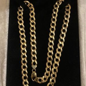 Cuban chain link real 14k yellow gold 24”x 9mm total weight 51.0 gr